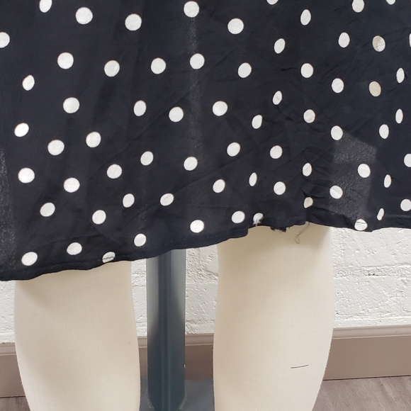 Black 40s style polka dot wrap mini dress S M - Picture 5 of 5